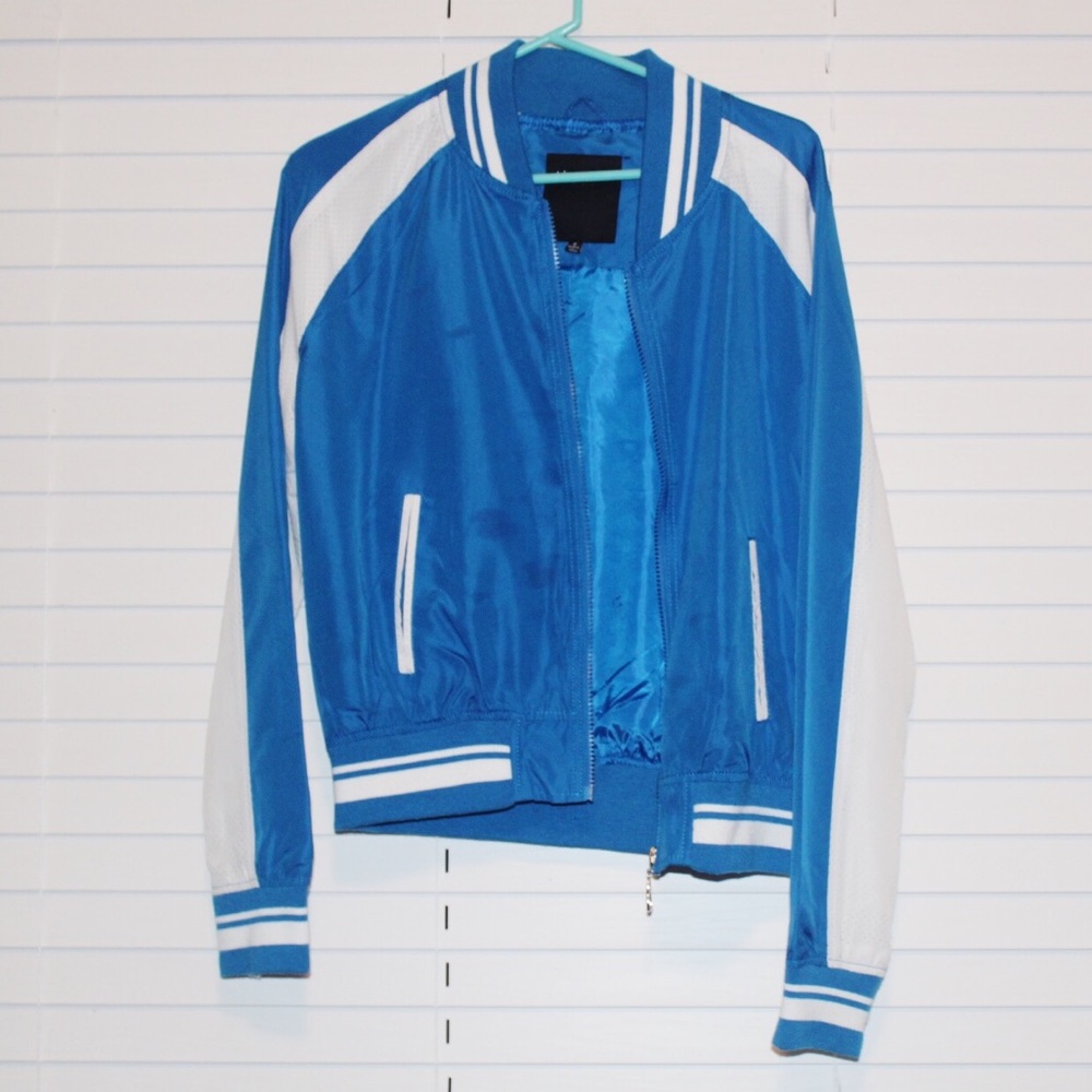 Blue and White Bomber Jacket